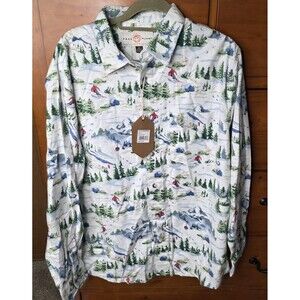 NWT Free Planet Flannel Shirt Size Large Ski Winter Button-Up Pockets Snow